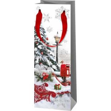Ajándéktasak, ajándéktáska italos, Karácsonyi - Havas fenyőfa