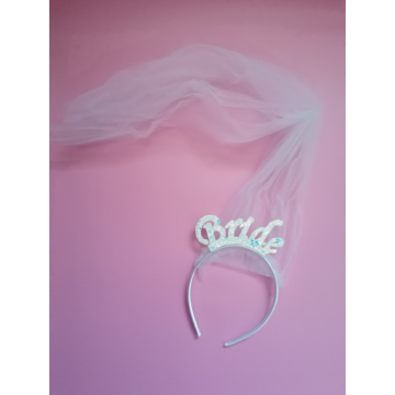 Bride hajpánt lánybúcsúra fátyollal - műanyag