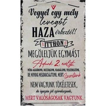 Fali dekor tábla - Vegyél egy mély levegőt haza érkeztél!