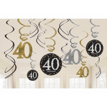 Függő spirál  dekoráció születésnapra - Happy Birthday 40 !