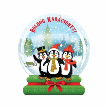 Hógömb formájú karácsonyi hűtőmágnes - Pingvinek