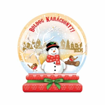 Hógömb formájú karácsonyi hűtőmágnes - Hóember