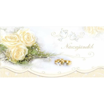 Nászajándék képeslap ”Rózsa és gyűrű”