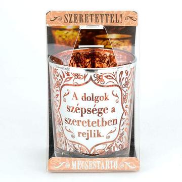 Mécsestartó metál fényezéssel - Szeretettel