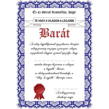 Oklevél, Legjobb Barát...