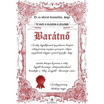 Oklevél, Legjobb Barátnő...