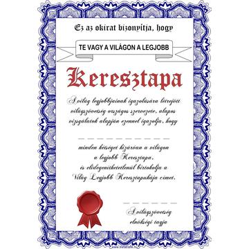 Oklevél, Legjobb Keresztapa