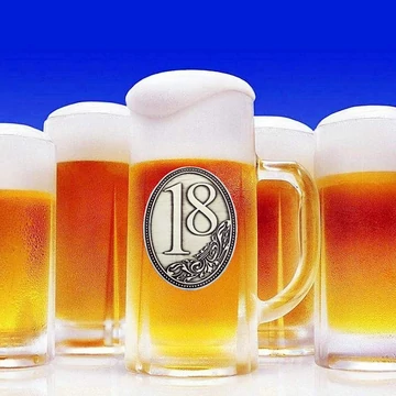 Óncímkés óriás sörös korsó 18 éves
