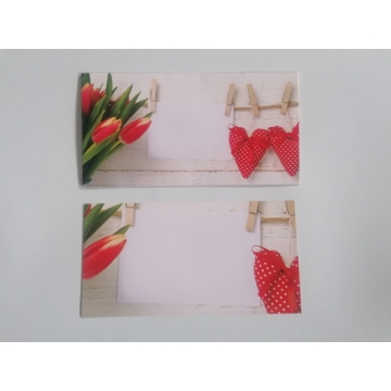 Pénzátadó boríték - tulipán, pöttyös piros szív