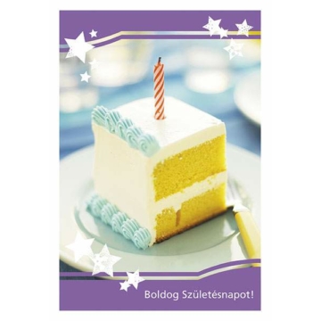 Születésnapi képeslap (Torta szelet, lila)