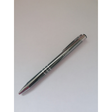 Neves feliratos gravírozott szürke fém toll - Péter