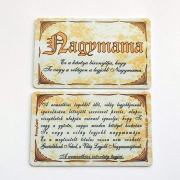 Vicces ”Bankkártya”, Igazolvány Nagymama