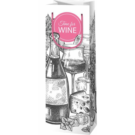 Ajándéktasak, ajándéktáska italos  ”Time for Wine” Rózsaszín