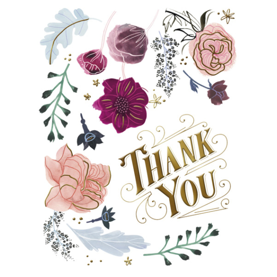 Ajándékkísérő kártya - Thank You! - virágok