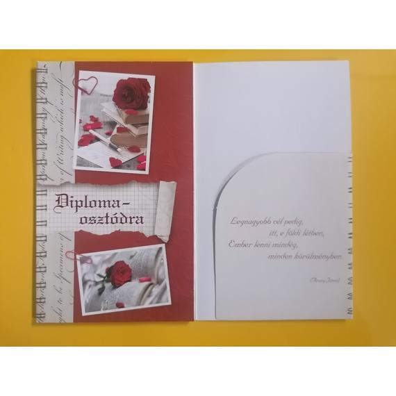 Képeslap - Diplomaosztódra! ! - Piros rózsa