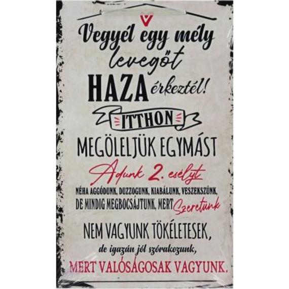 Fali dekor tábla - Vegyél egy mély levegőt haza érkeztél!