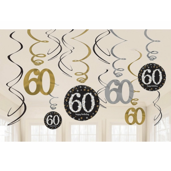 Függő spirál dekoráció születésnapra - Happy Birthday 60 !