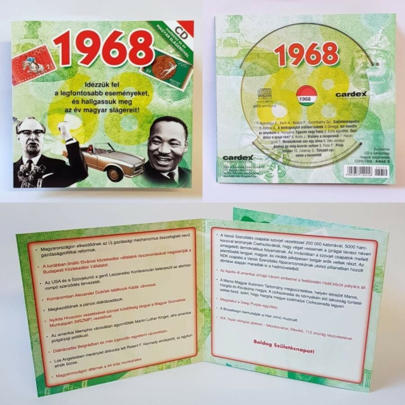 CD-s évszámos üdvözlőlap, képeslap 1968