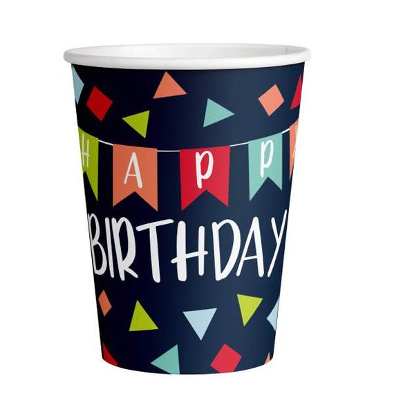 Pohár szülinapra Happy Birthday háromszöges