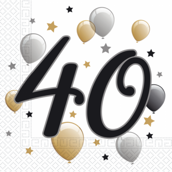 Léggömbös  születésnapi szalvéta - 40-es
