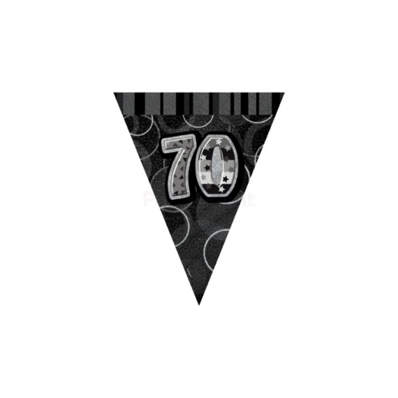 Zászlófüzér fekete-ezüst színű hologramos  - 70-es