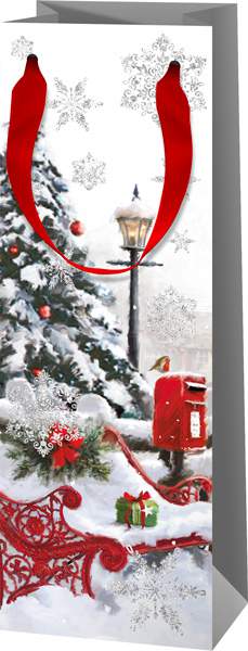 Ajándéktasak, ajándéktáska italos, Karácsonyi - Havas fenyőfa