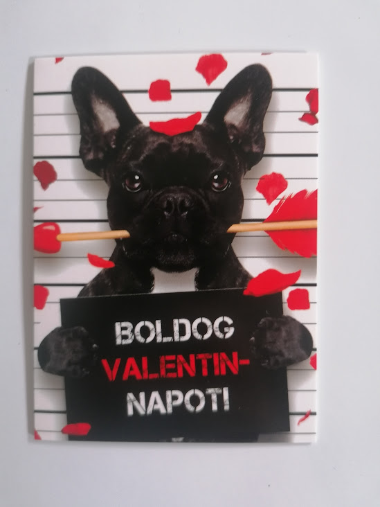 Ajándékkísérő kártya - Boldog Valentin napot! - kutyus