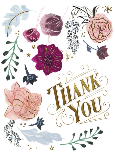 Ajándékkísérő kártya - Thank You! - virágok
