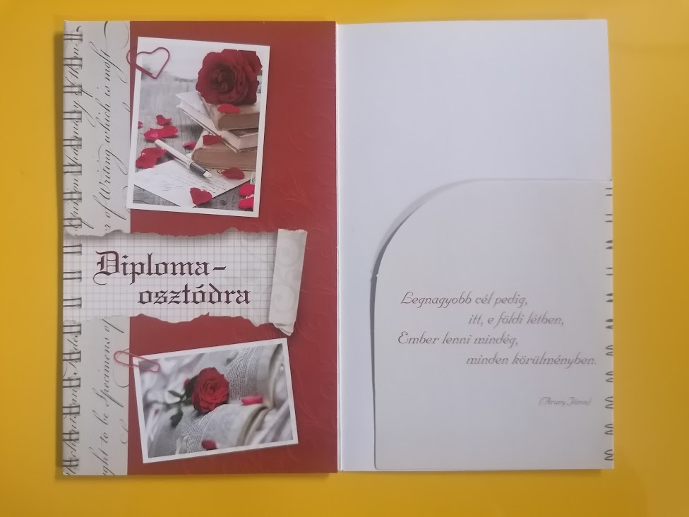 Képeslap - Diplomaosztódra! ! - Piros rózsa