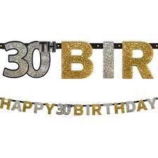 Happy Birthday 30-as banner - csillogó arany és ezüst