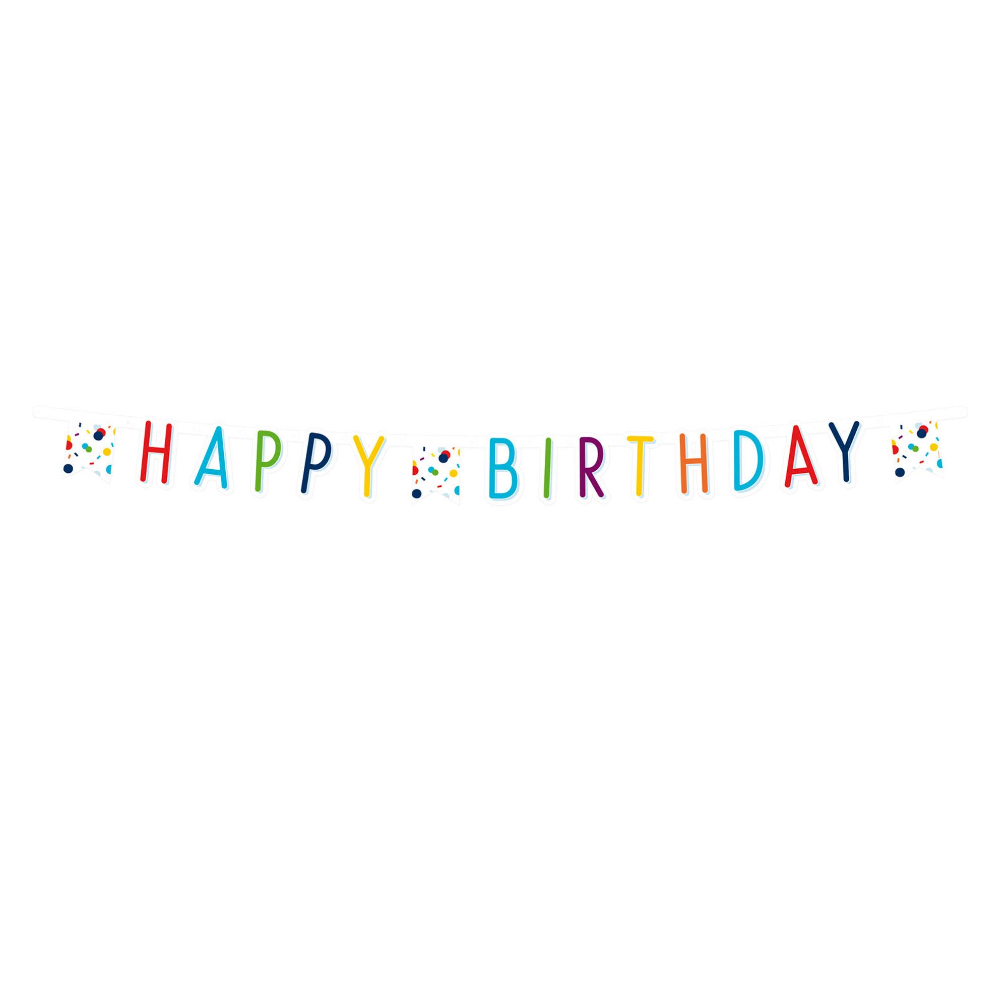 Dekoráció betűfüzér - Happy Birthday - konfettik