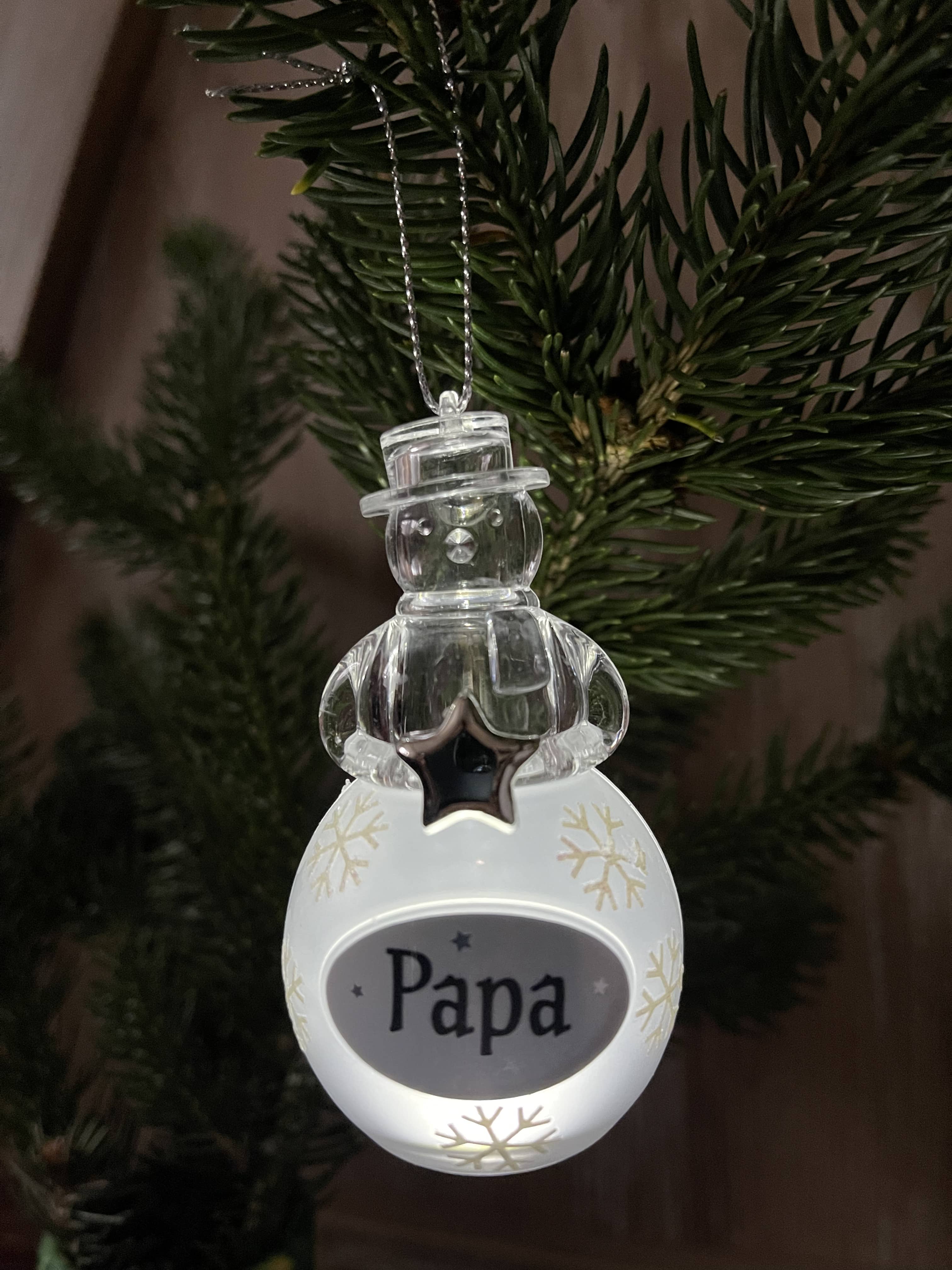 Karácsonyfadísz világító, Hóember - Papa