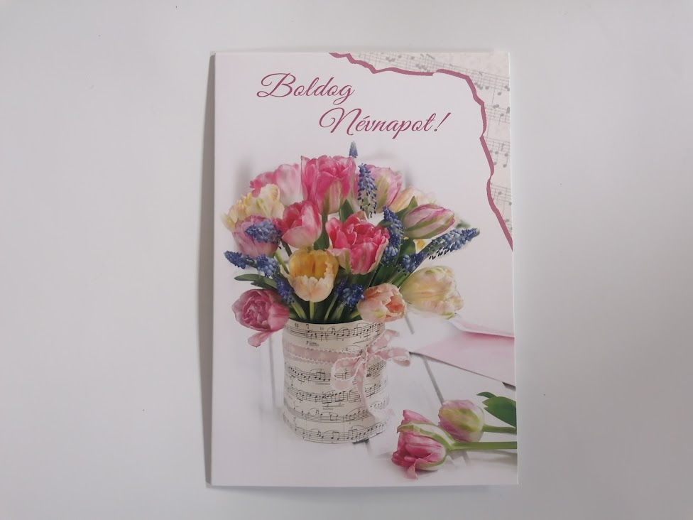 Képeslap - Boldog Névnapot! - Tulipáncsokor (kicsi)