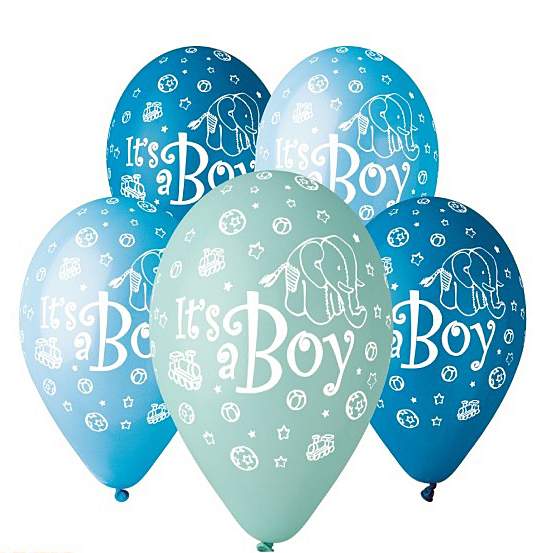 30 cm-es gumi lufi, babaszületésre It´s a Boy 10 db/cs.