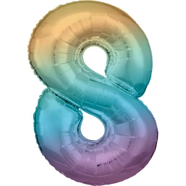 Szám formájú óriás fólia lufi, szivárvány ”8”