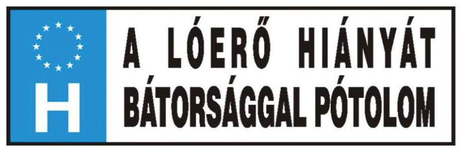 Rendszámtábla A lóerő hiányát bátorsággal pótolom